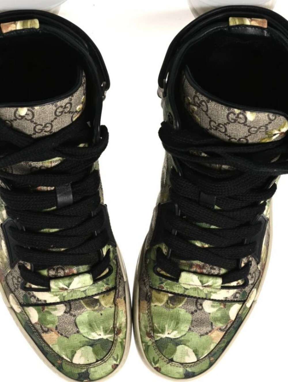 Gucci Floral Canvas High-Top Sneakers in Green